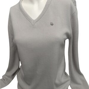SOLD Vintage Christian Dior Light Gray V-Neck Sweater S